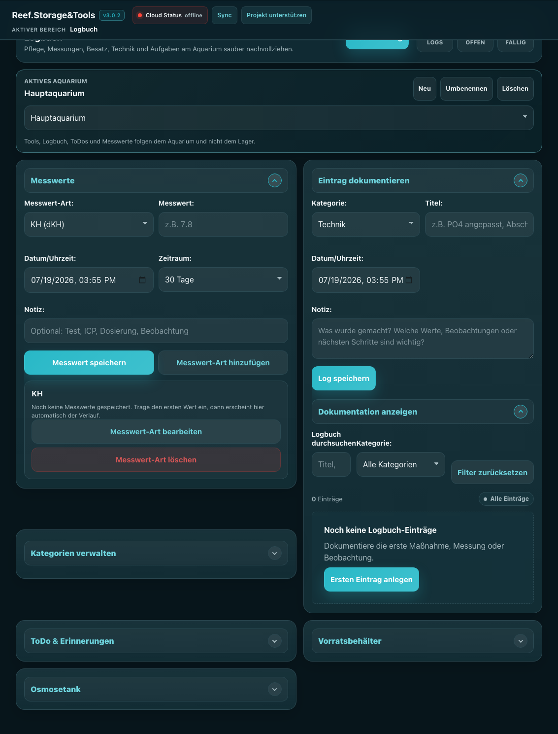Screenshot Logbuch