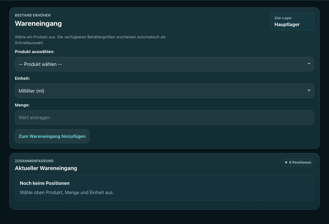 Screenshot Wareneingang